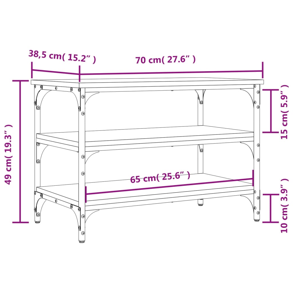 Panca Portascarpe Rovere Marrone 70x38,5x49cm Legno Multistrato | homemem39