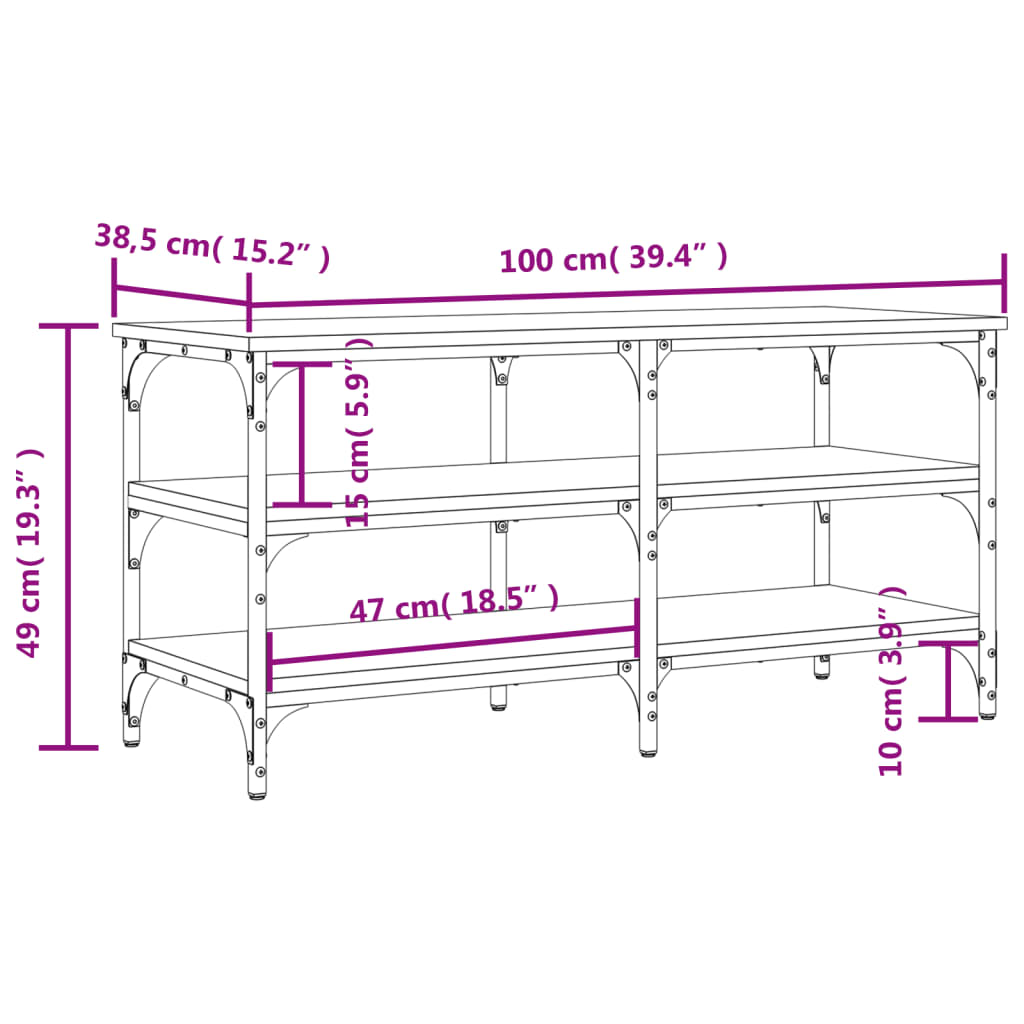 Panca Porta Scarpe Grigio Sonoma 100x38,5x49 Legno Multistrato | homemem39