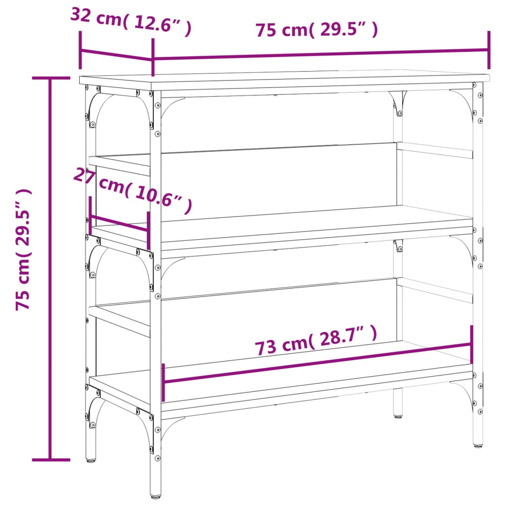 Tavolino Consolle Rovere Fumo 75x32x75 cm in Legno Multistrato | homemem39