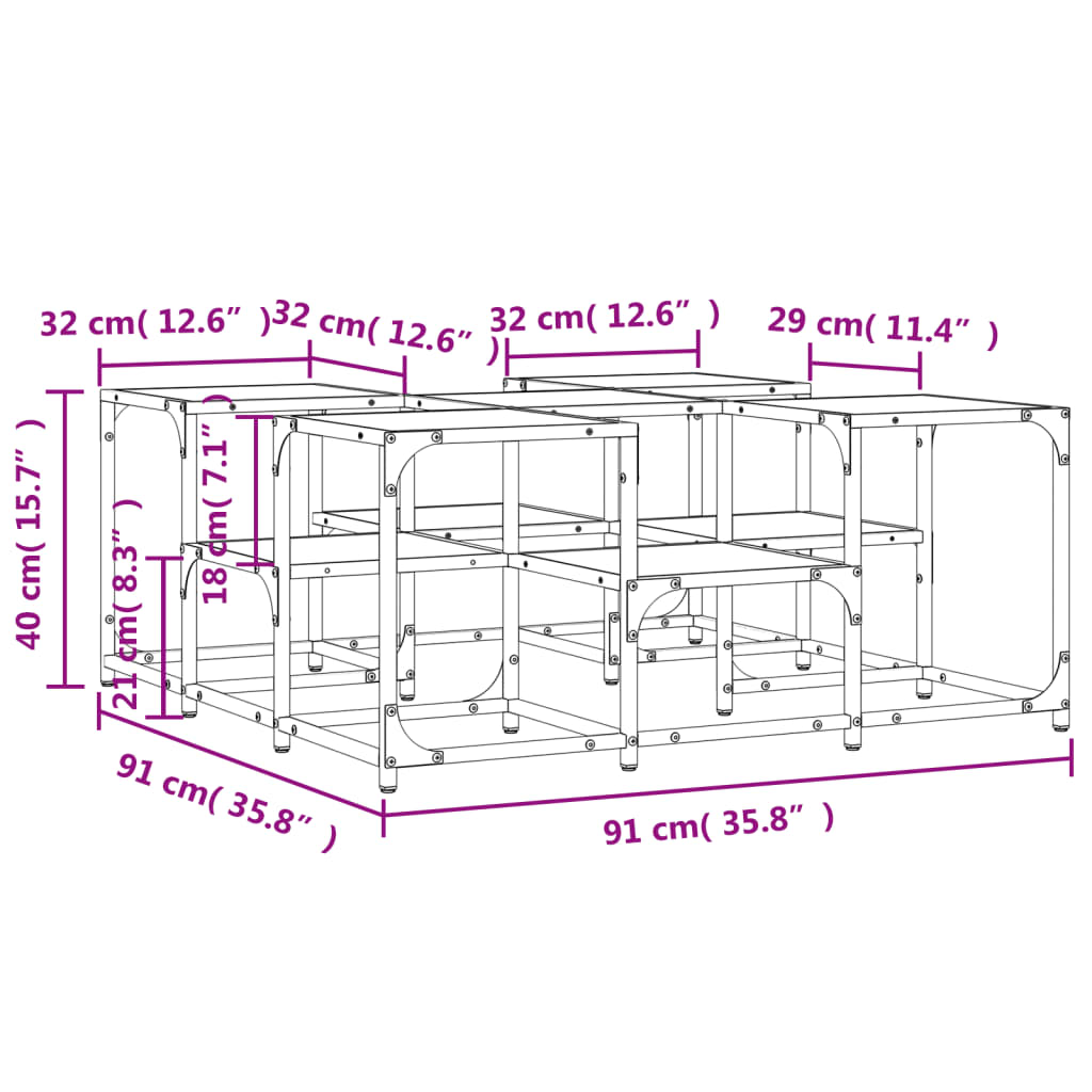 Tavolino da Salotto Rovere Fumo 91x91x40cm in Legno Multistrato | homemem39