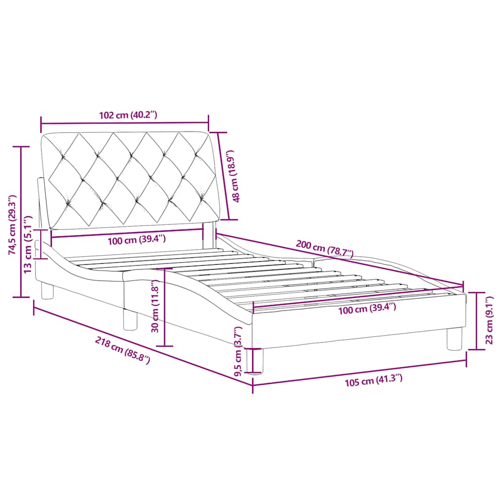 Giroletto senza Materasso Blu 100x200 cm in Velluto | homemem39