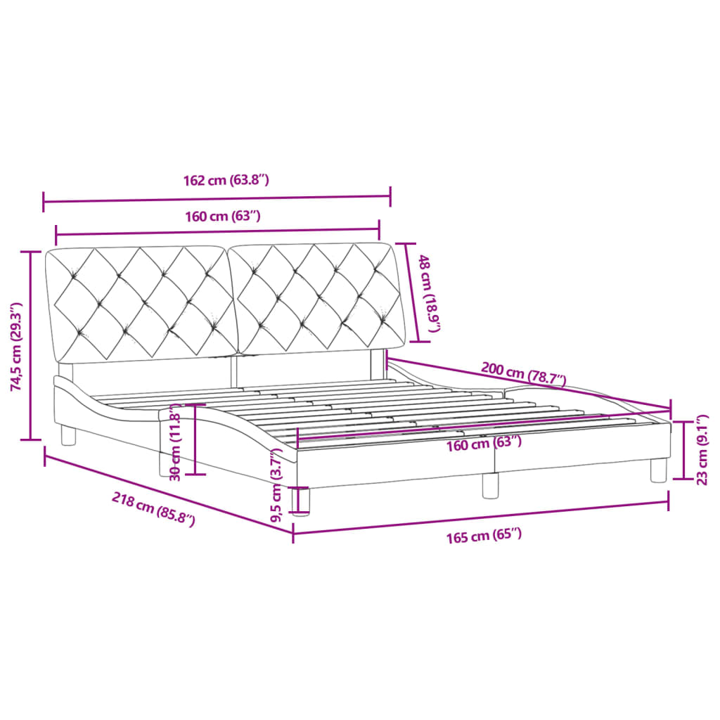 Giroletto senza Materasso Blu 160x200 cm in Velluto | homemem39