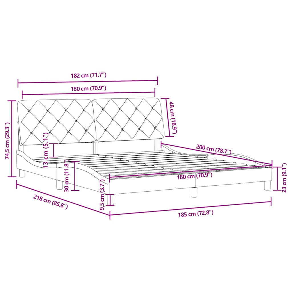 Giroletto senza Materasso Grigio Scuro 180x200 cm Velluto | homemem39