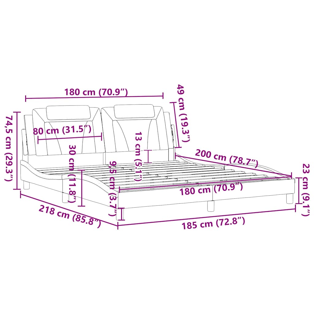 Giroletto Viana senza Materasso Bianco 180x200 cm in Similpelle