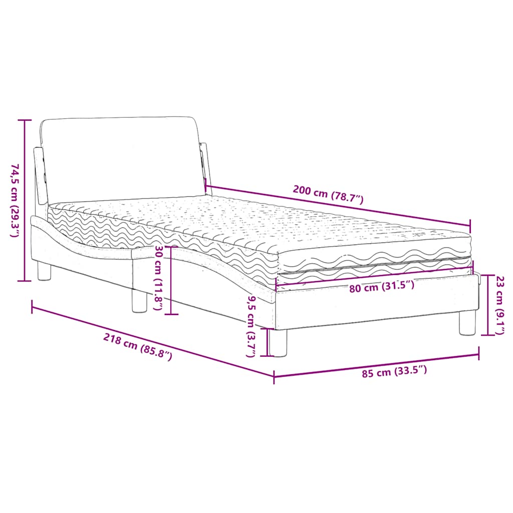 Letto con Materasso Dover Verde Scuro 80x200 cm in Velluto | homemem39