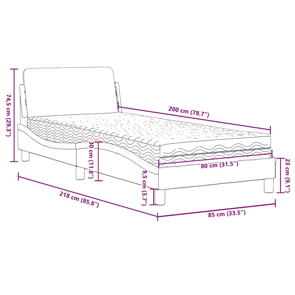 Letto con Materasso Dover Blu 80x200 cm in Velluto | homemem39