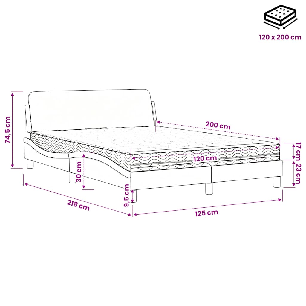 Letto con Materasso Dover Rosa 120x200 cm in Velluto | homemem39