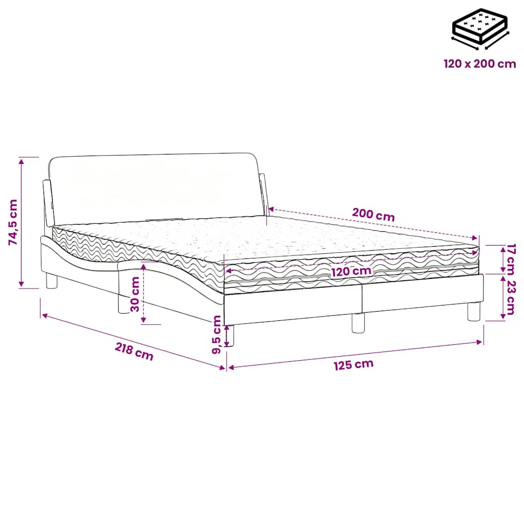 Letto con Materasso Dover Marrone 120x200cm in Similpelle | homemem39