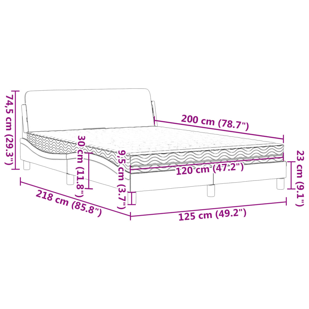 Letto con Materasso Dover Grigio 120x200 cm in Similpelle | homemem39