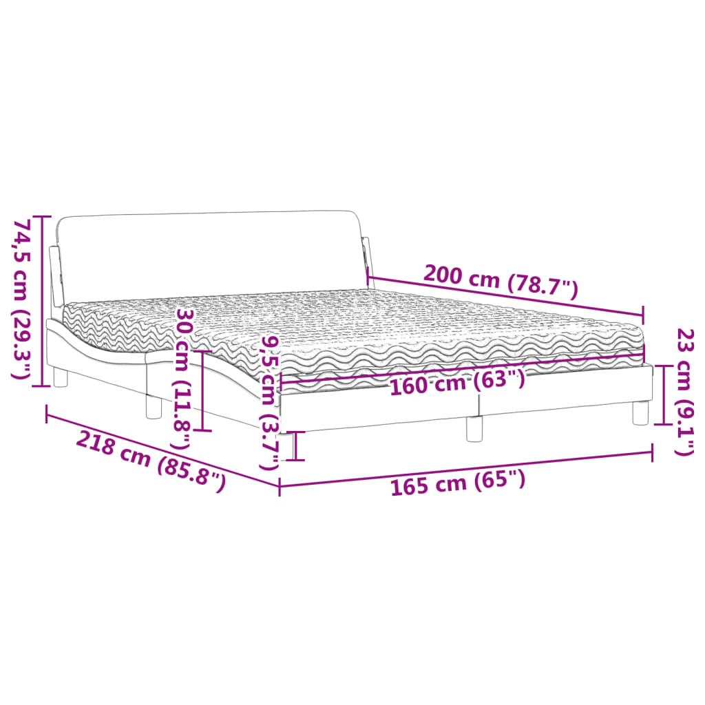 Letto con Materasso Dover Crema 160x200 cm in Tessuto | homemem39
