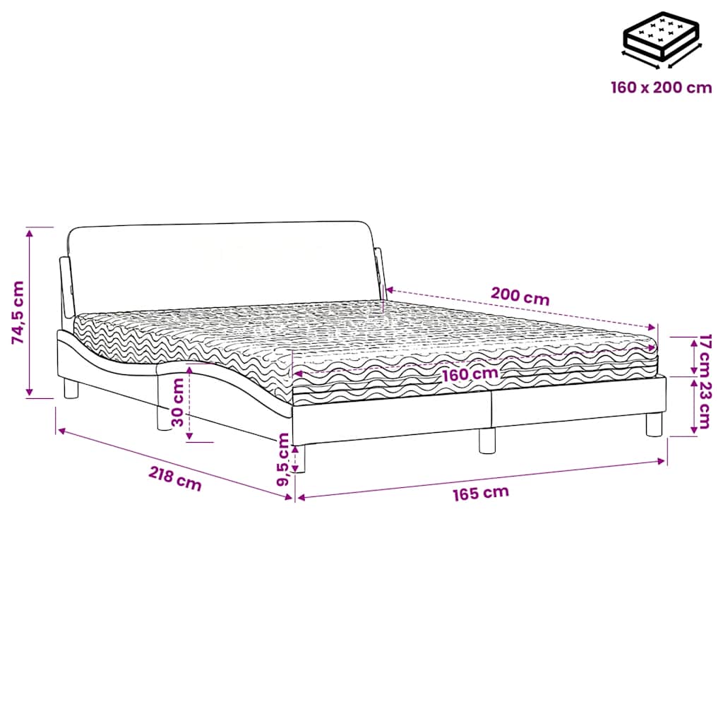 Letto con Materasso Dover Nero 160x200 cm in Similpelle | homemem39