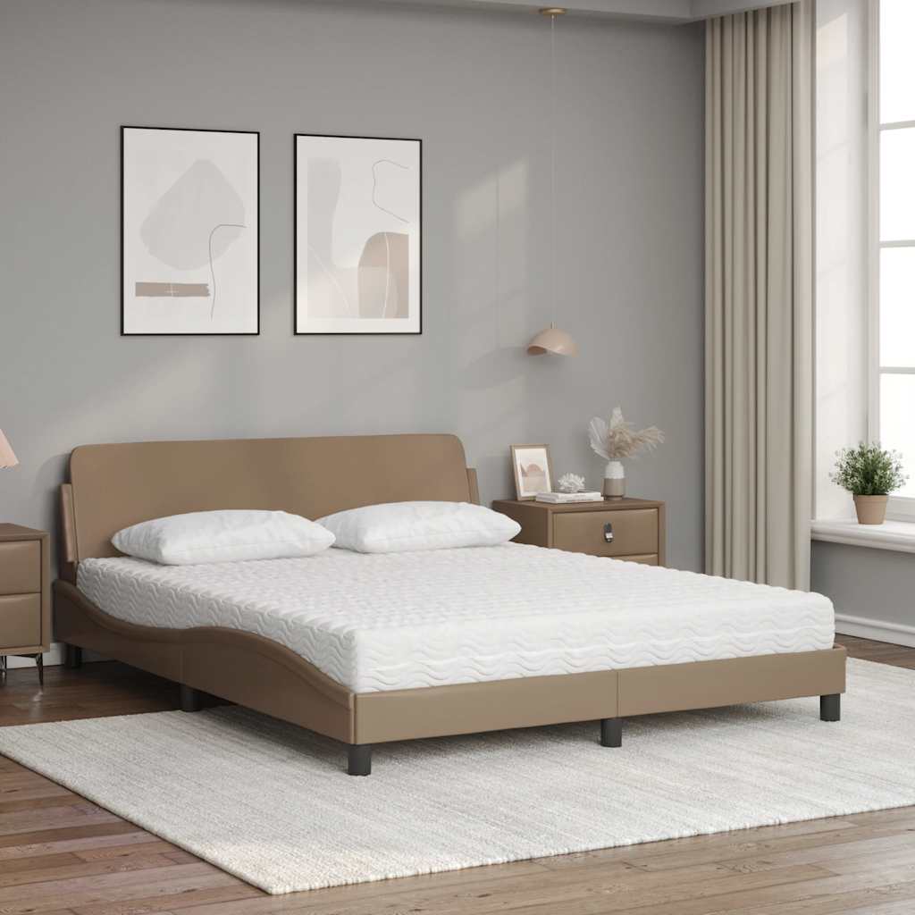 Letto con Materasso Dover Cappuccino 160x200cm Similpelle | homemem39