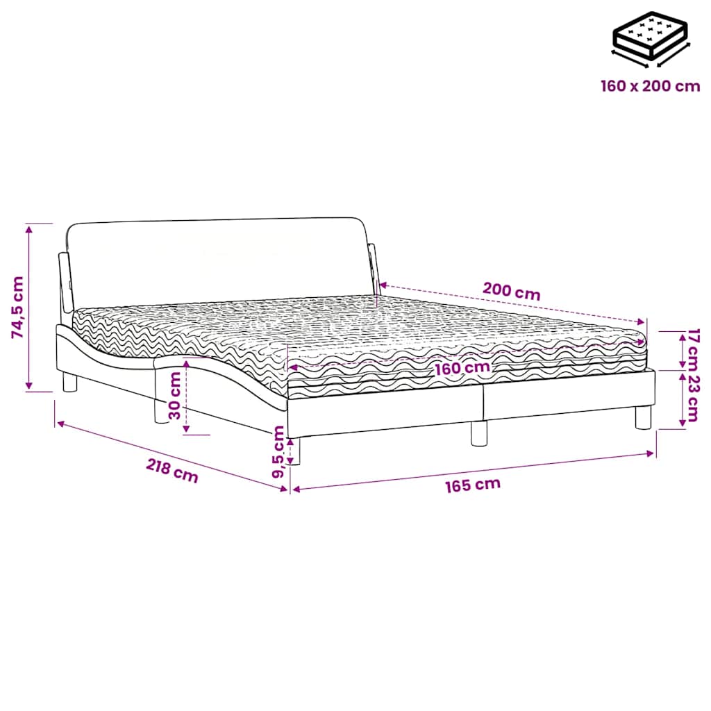 Letto con Materasso Dover Cappuccino 160x200cm Similpelle | homemem39