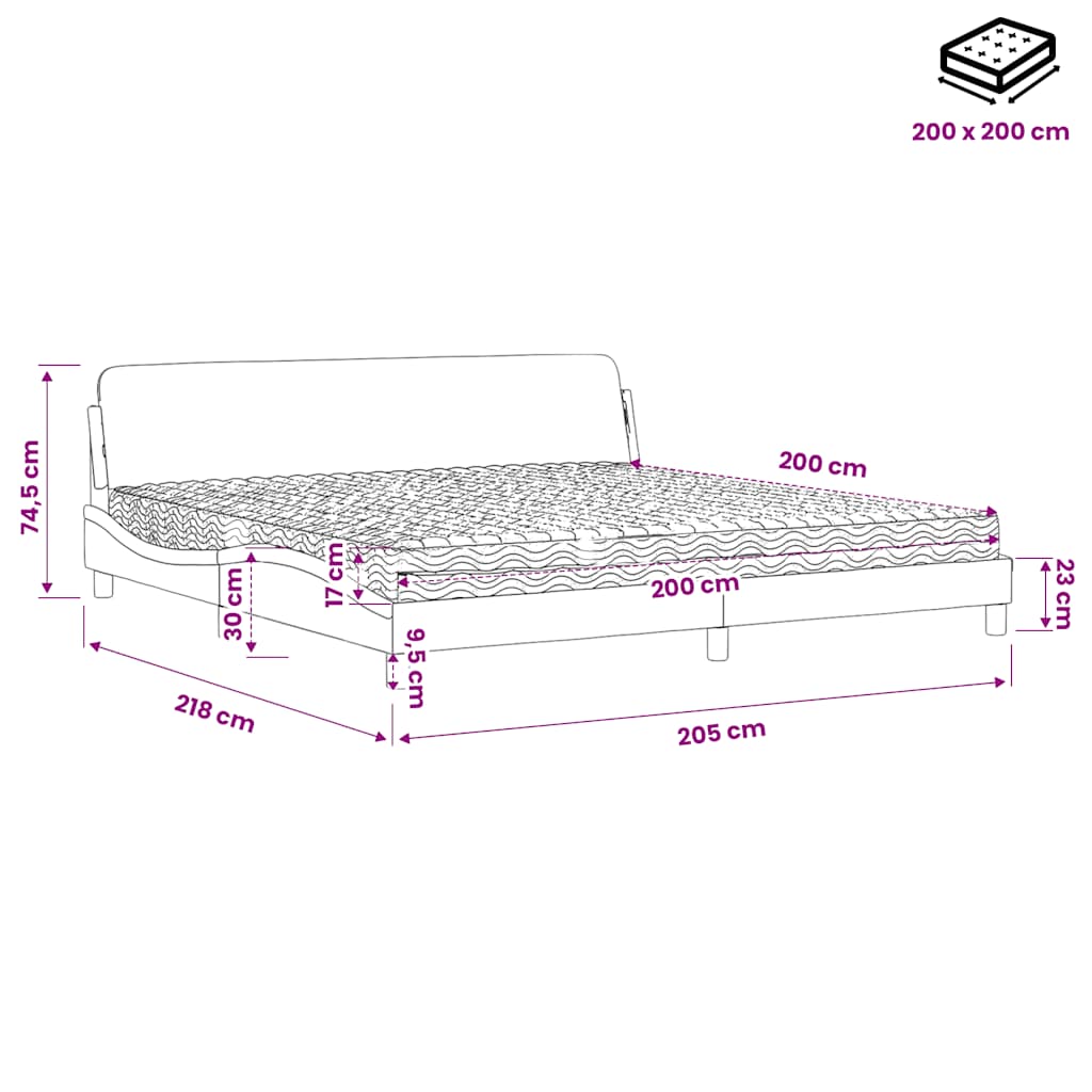 Letto con Materasso Dover Crema 200x200 cm in Tessuto | homemem39