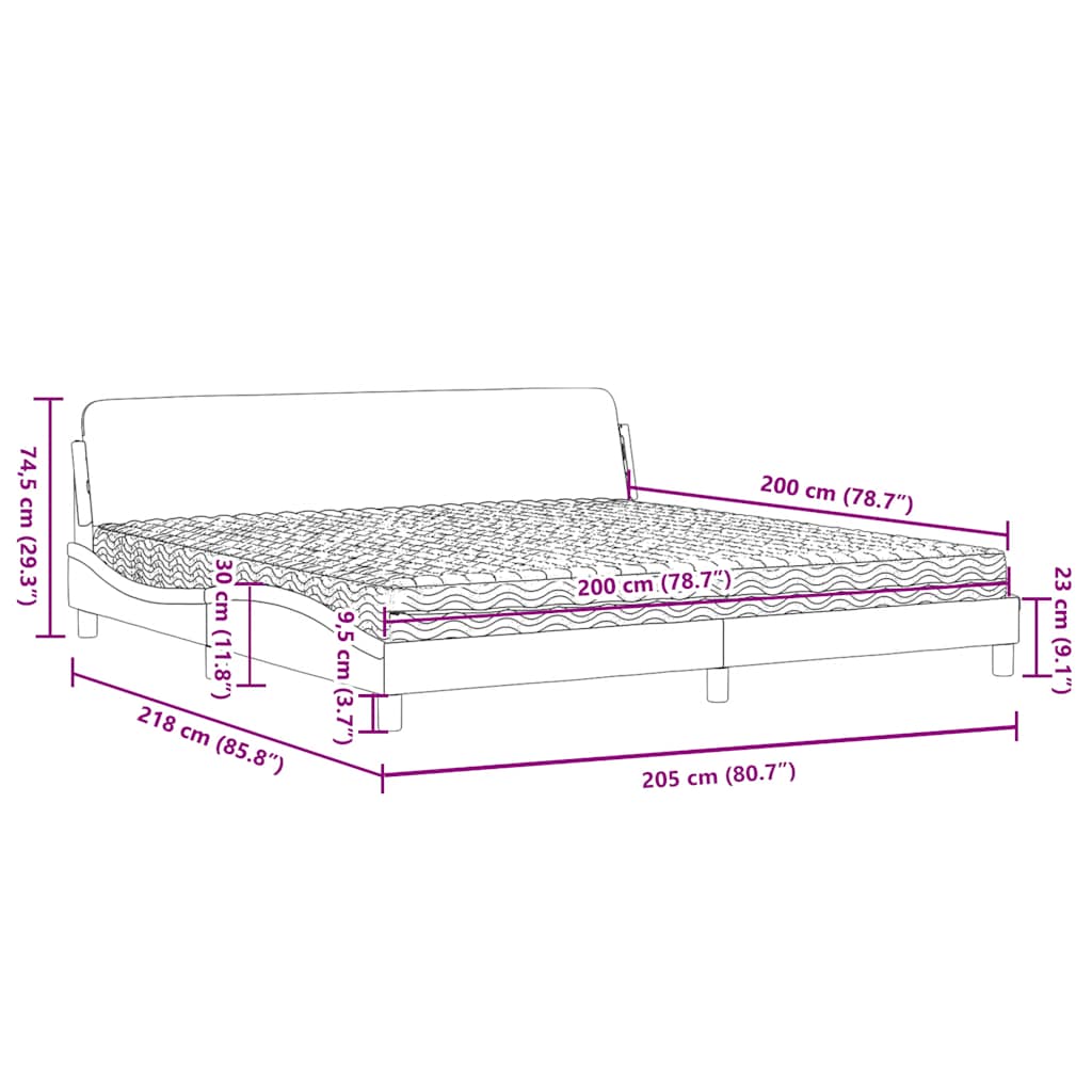 Letto con Materasso Dover Verde Scuro 200x200 cm Velluto | homemem39
