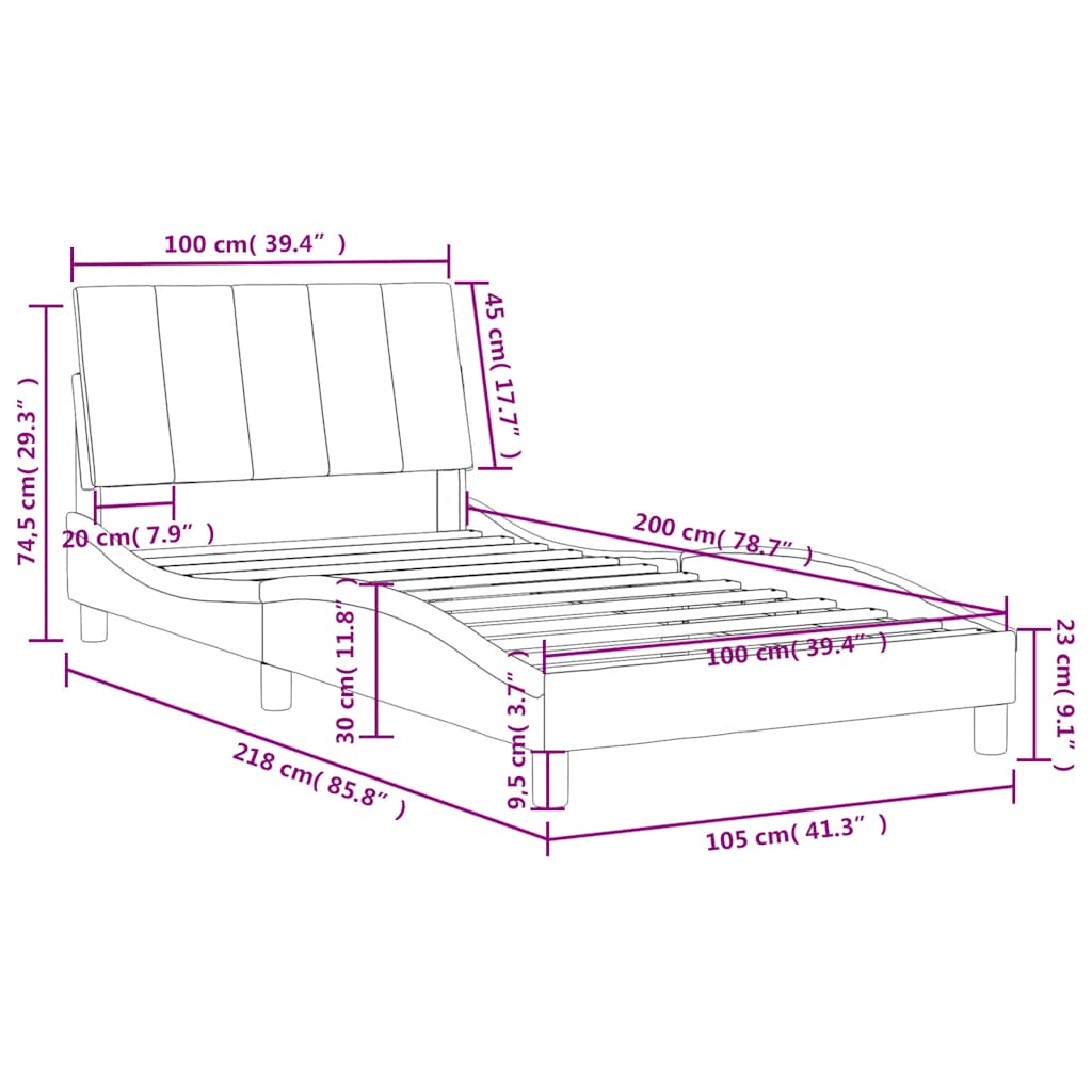 Letto con Materasso Hanko Blu 100x200 cm in Velluto | homemem39