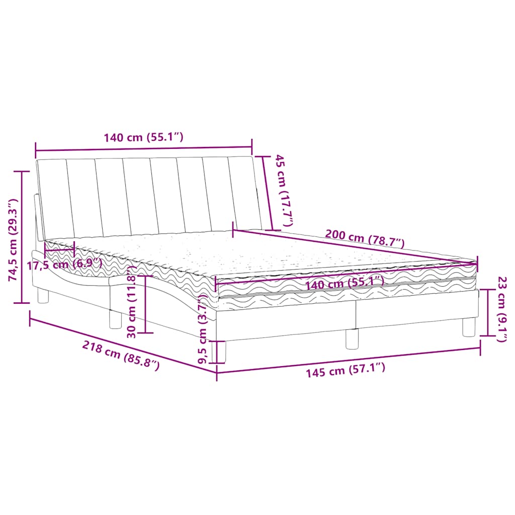 Letto con Materasso Hanko Verde Scuro 140x200 cm in Velluto | homemem39