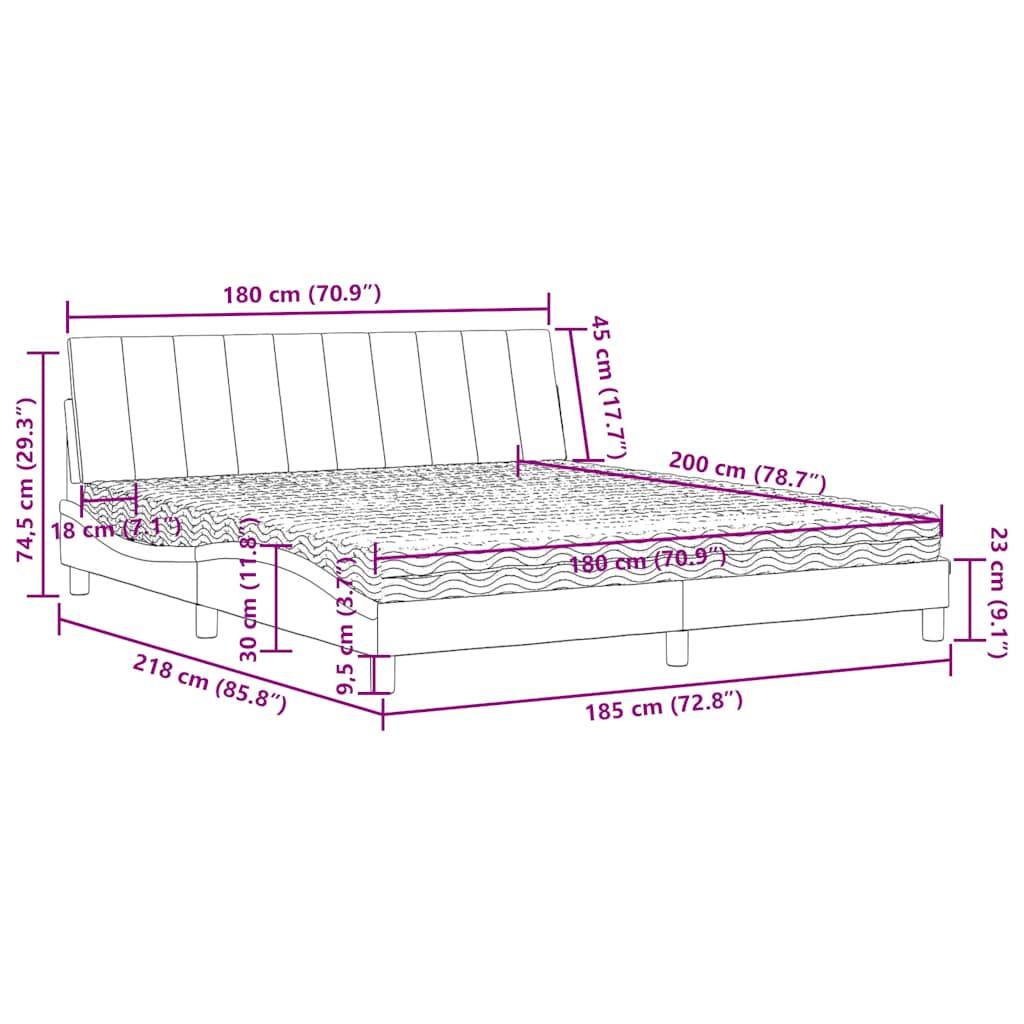 Letto con Materasso Hanko Blu 180x200 cm in Velluto | homemem39