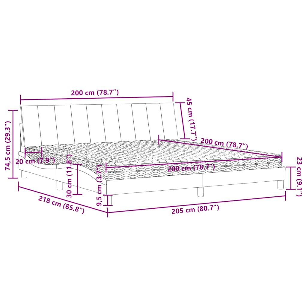 Letto con Materasso Hanko Blu 200x200 cm Velluto | homemem39