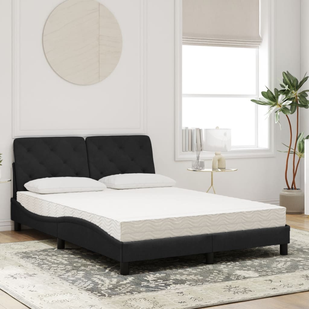Letto con Materasso Nero 140x190 cm in Velluto | homemem39