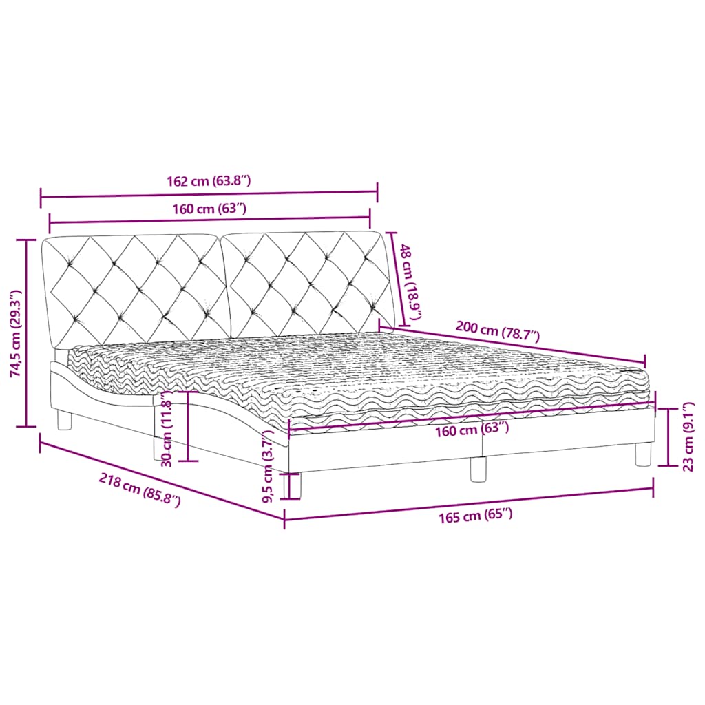 Letto con Materasso Verde Scuro 160x200 cm in Velluto | homemem39