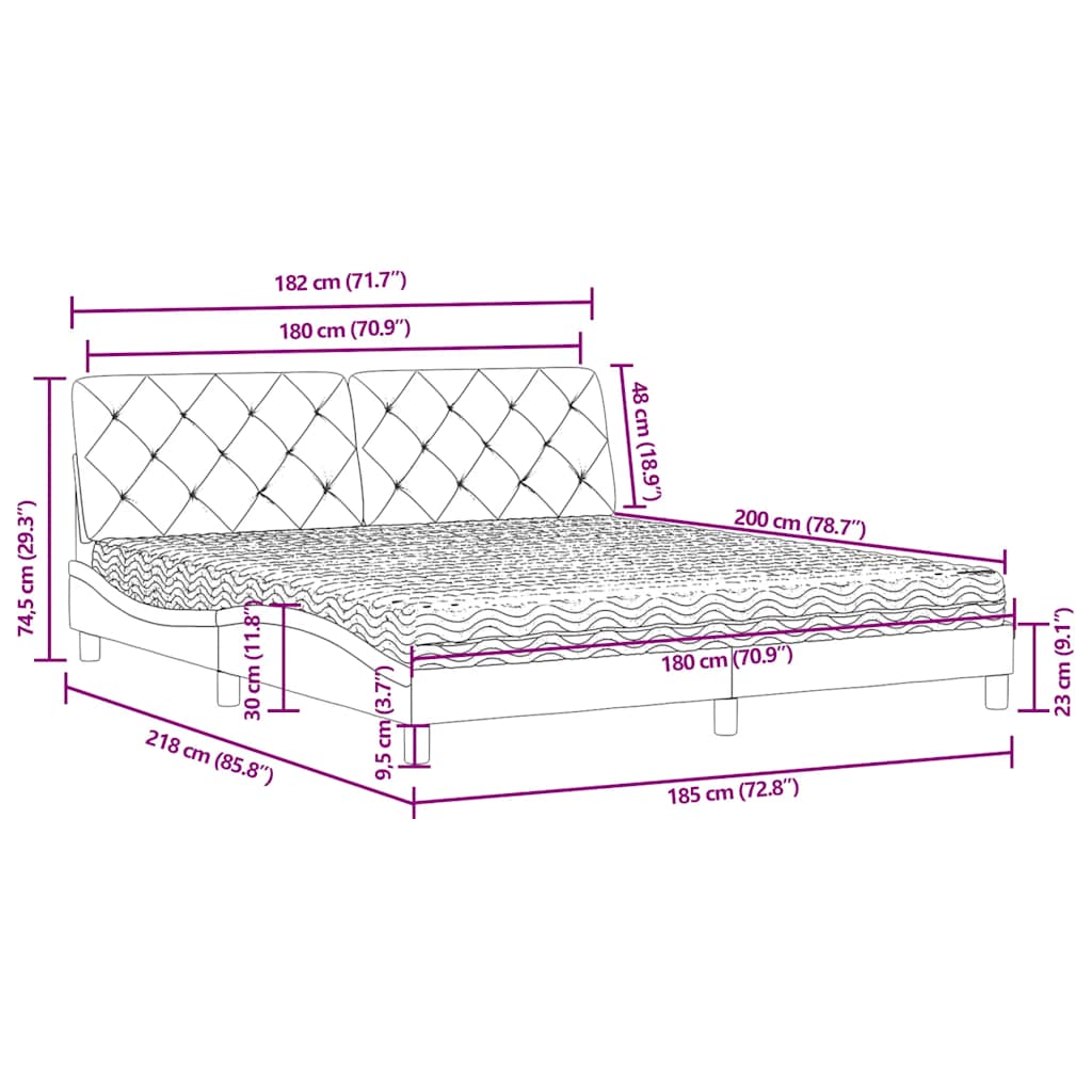 Letto con Materasso Verde Scuro 180x200 cm in Velluto | homemem39
