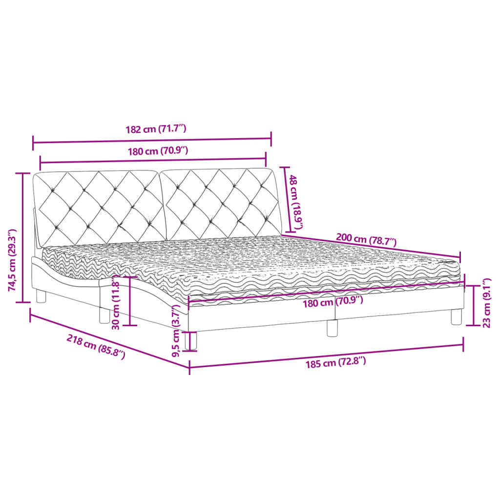 Letto con Materasso Rosa 180x200 cm in Velluto | homemem39