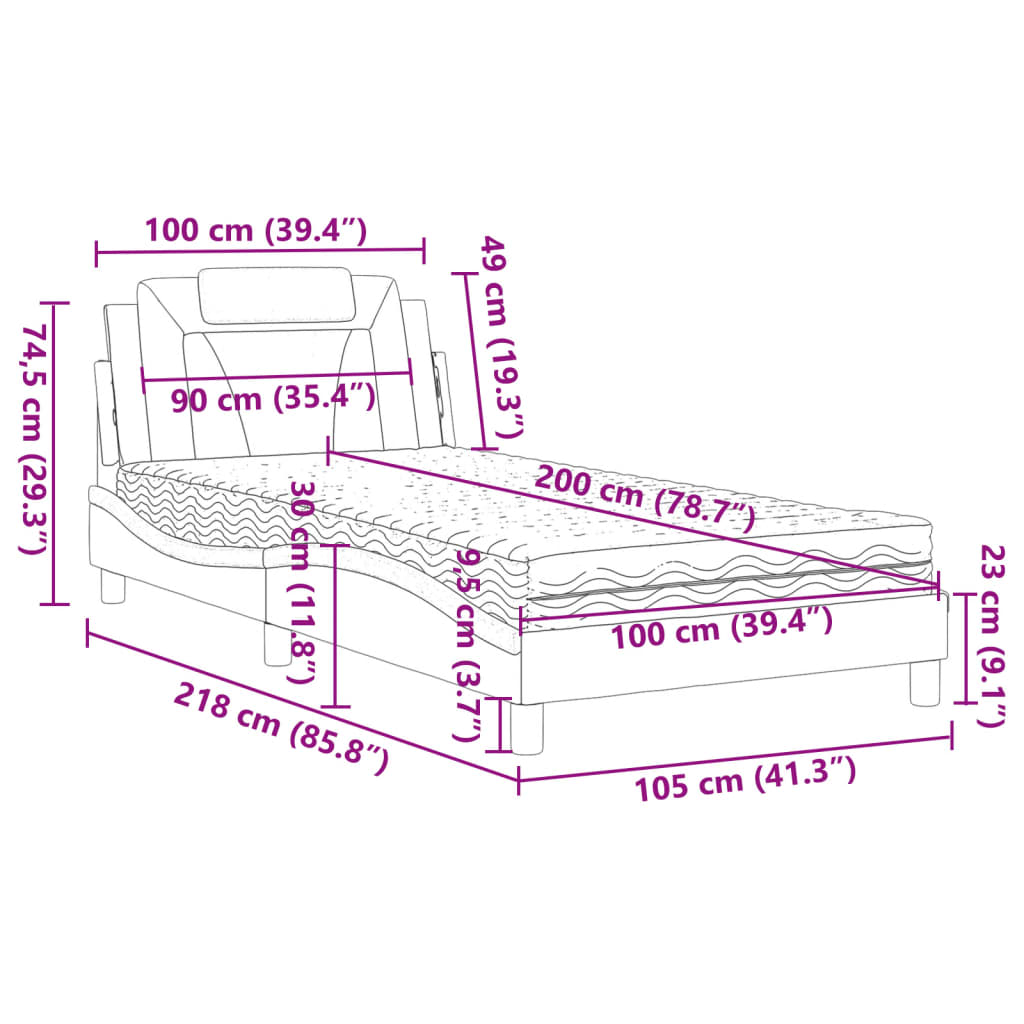 Letto Viana con Materasso Cappuccino 100x200cm Similpelle | homemem39