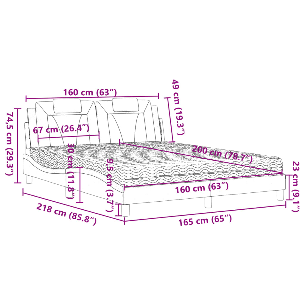 Letto Viana con Materasso Nero 160x200 cm in Similpelle | homemem39