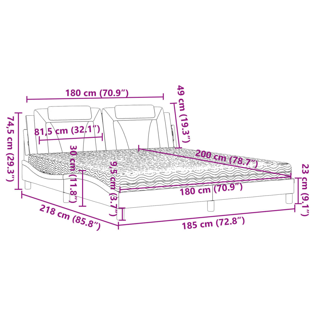 Letto Viana con Materasso Nero 180x200 cm in Similpelle | homemem39