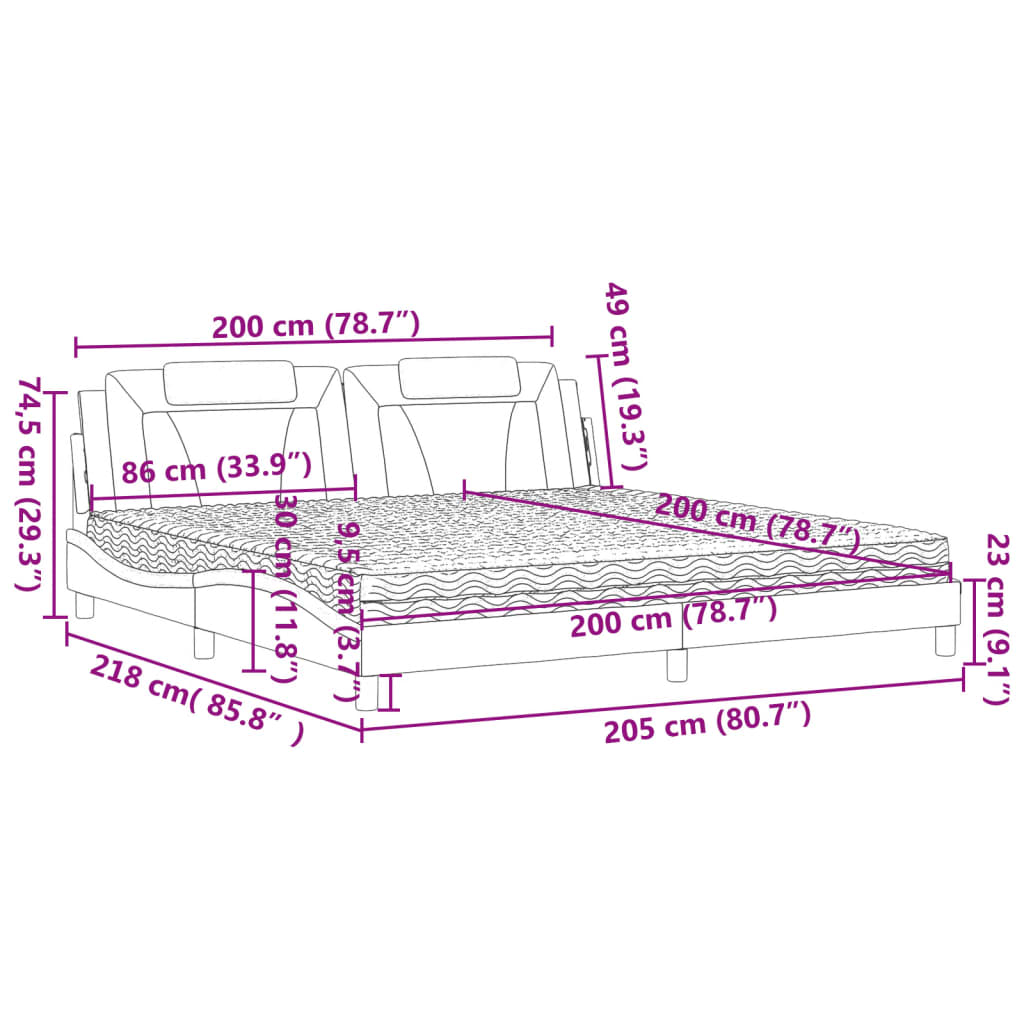 Letto Viana con Materasso Bianco 200x200cm in Similpelle | homemem39