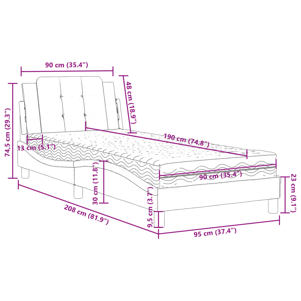 Giroletto senza Materasso Zadar Cappuccino 90x190 cm Similpelle | homemem39