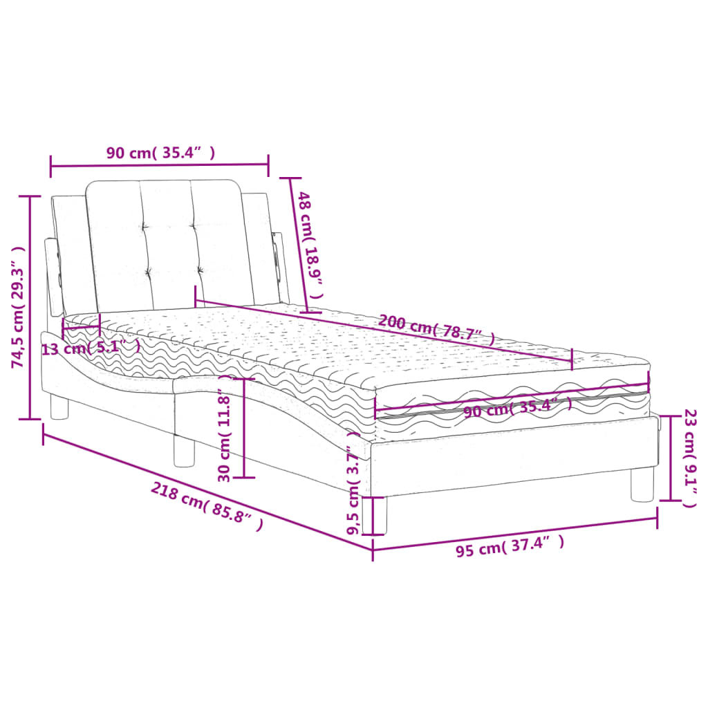 Giroletto senza Materasso Zadar Grgio 90x200 cm in Similpelle | homemem39