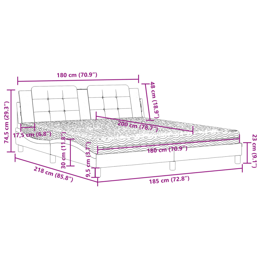 Letto con Materasso Zadar Cappuccino 180x200cm Similpelle | homemem39