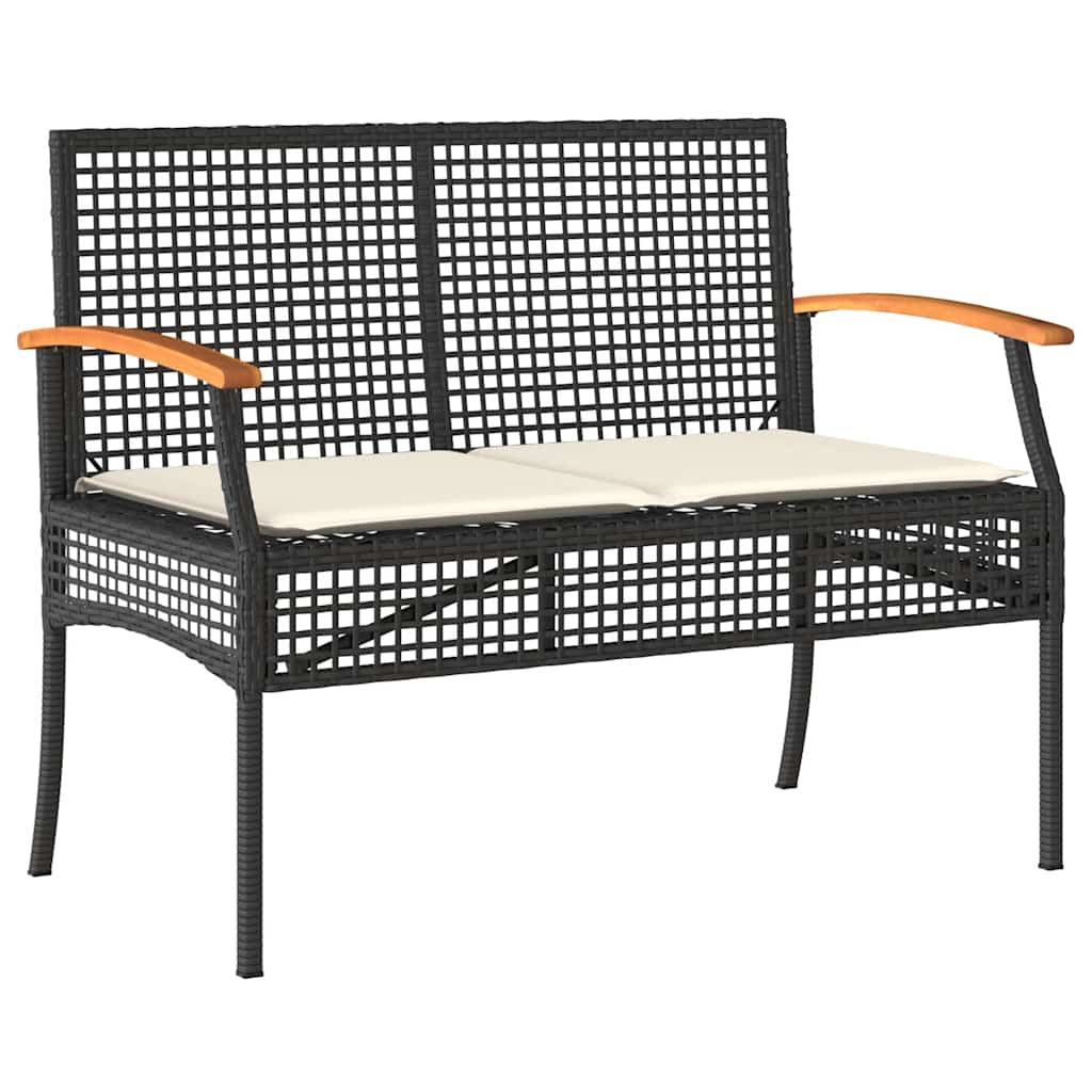 Set da Pranzo da Giardino 4 pz con Cuscini Nero in Polyrattan | homemem39