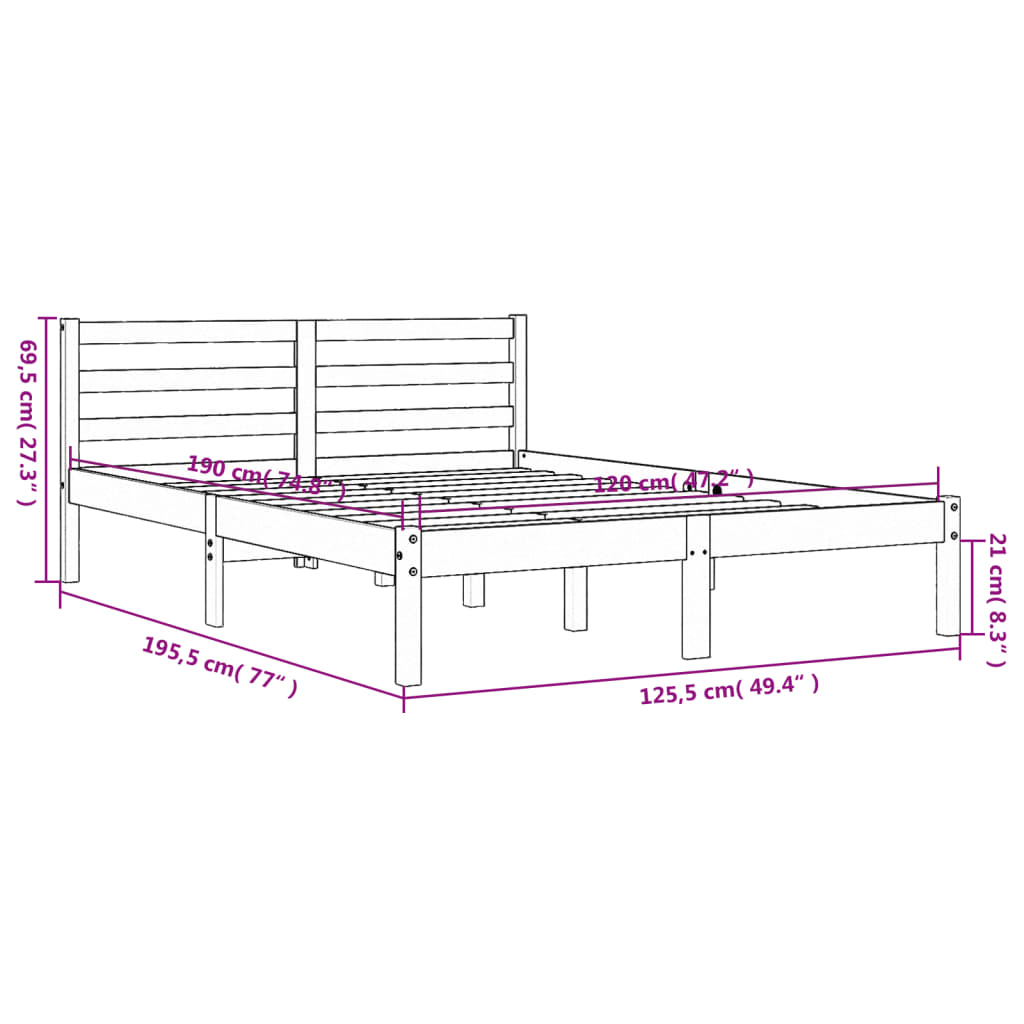 Letto senza Materasso Marrone Cera 120x190 cm in Legno di Pino | homemem39