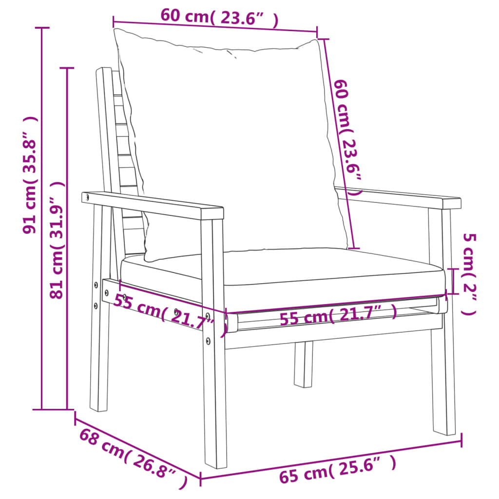 Set Salotto da Giardino 5 pz con Cuscini Legno Massello Acacia | homemem39