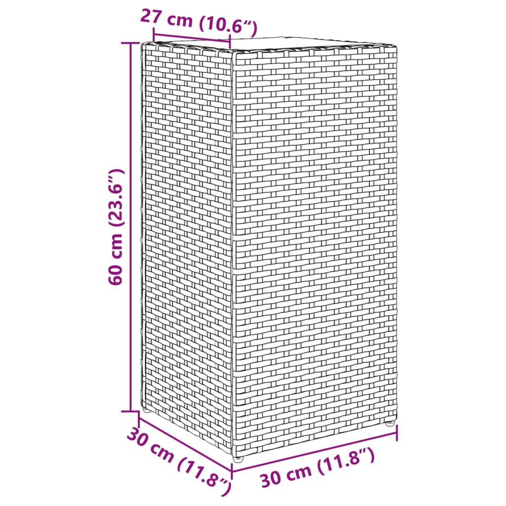 Fioriere da Giardino 2 pz Nere 30x30x60 cm in Polyrattan | homemem39