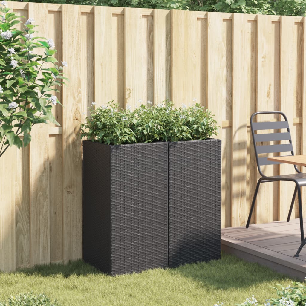 Fioriere da Giardino 2 pz Nere in Polyrattan