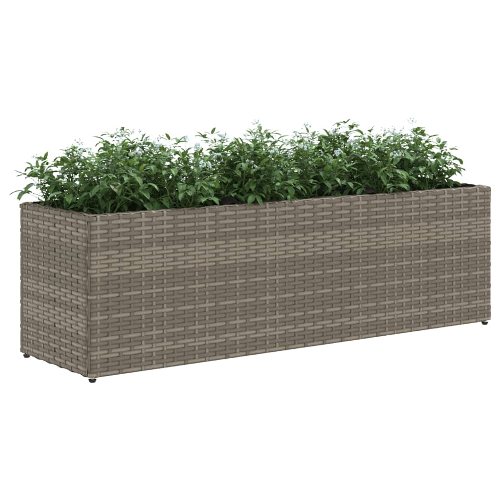 Fioriere da Giardino con 3 Vasi Grigie 105x30x32 cm Polyrattan