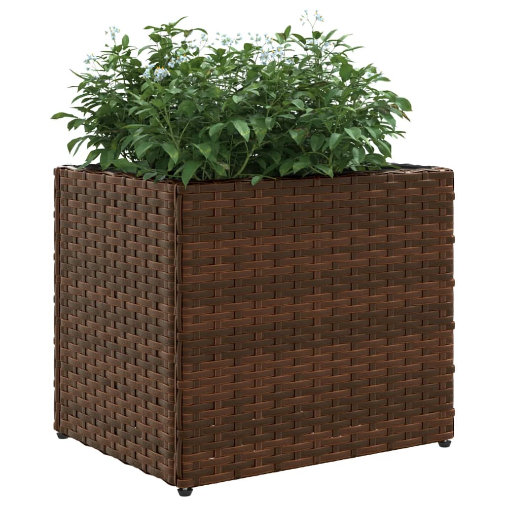 Fioriere da Giardino 2 pz Marrone 36x30x32 cm in Polyrattan | homemem39