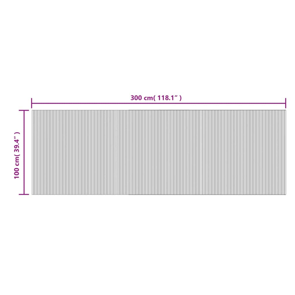 Tappeto Rettangolare Nero 100x300 cm in Bambù | homemem39