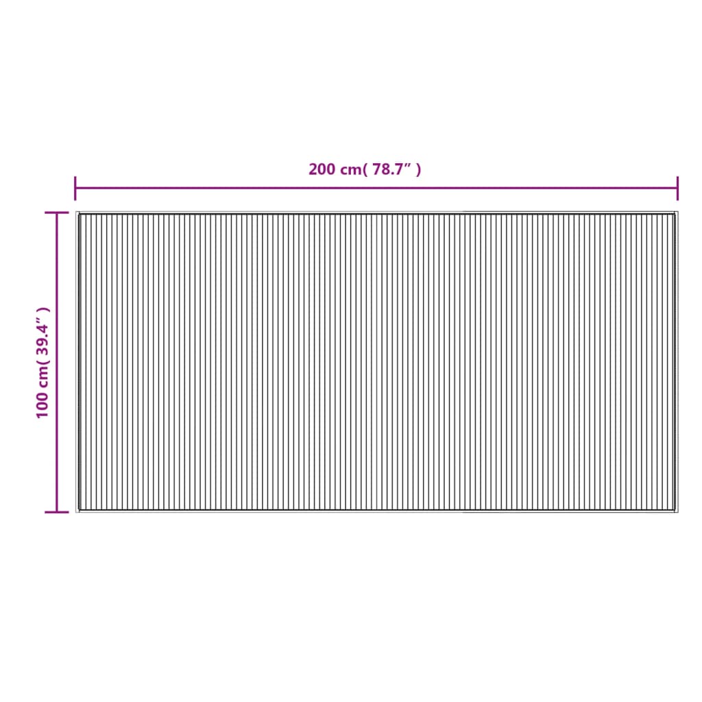 Tappeto Rettangolare Nero 100x200 cm in Bambù | homemem39