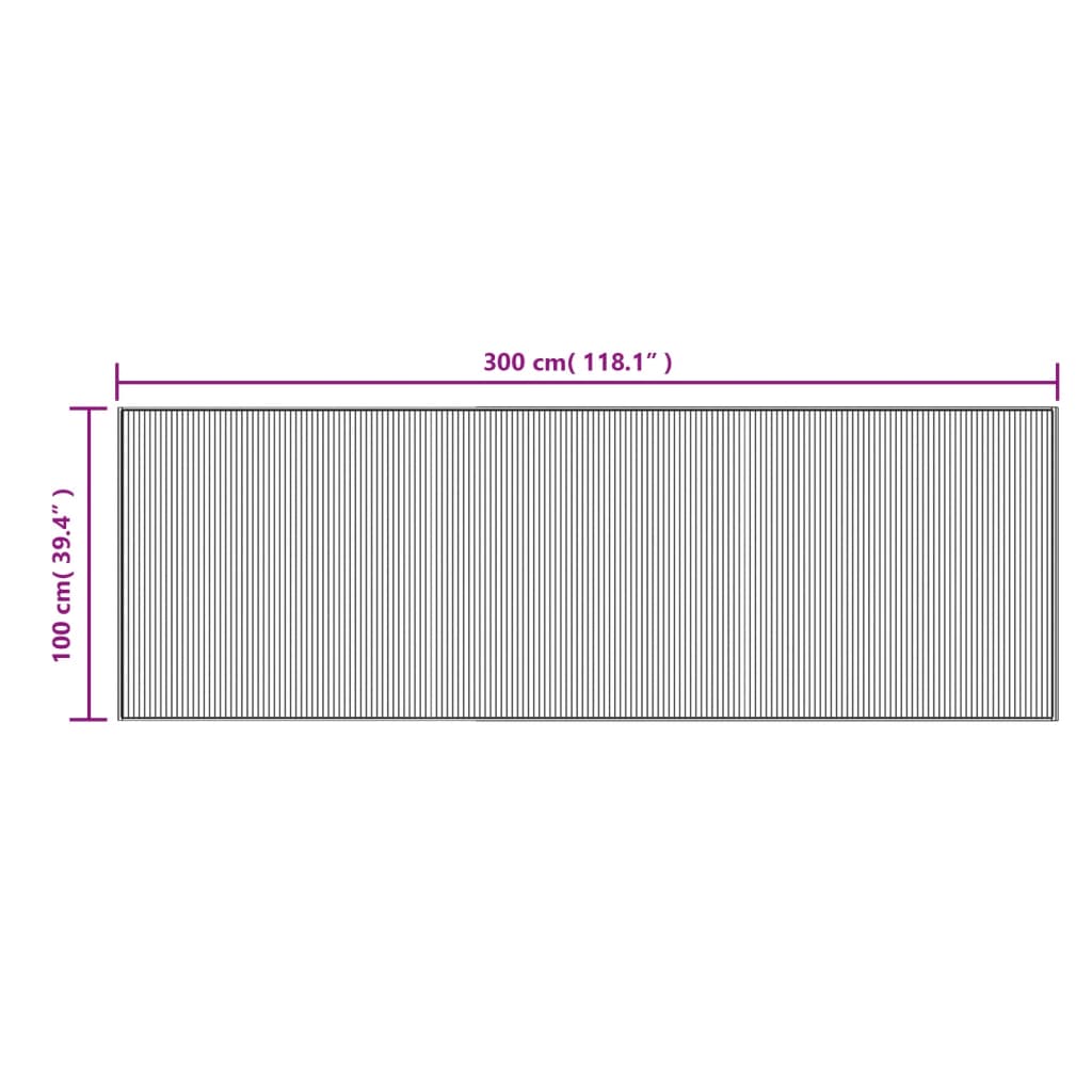 Tappeto Rettangolare Grigio 100x300 cm in Bambù | homemem39