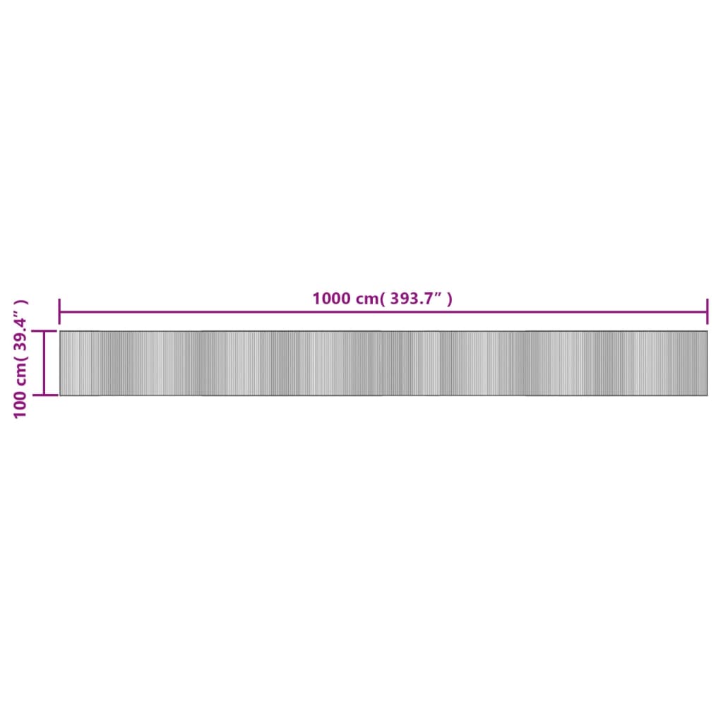 Tappeto Rettangolare Grigio 100x1000 cm in Bambù | homemem39