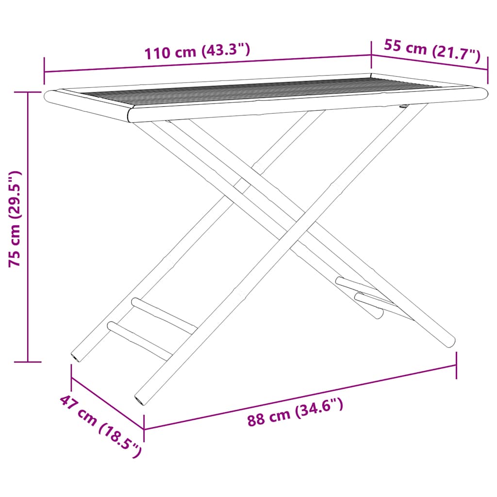 Tavolo da Giardino Pieghevole 110x55x75 cm in Bambù | homemem39