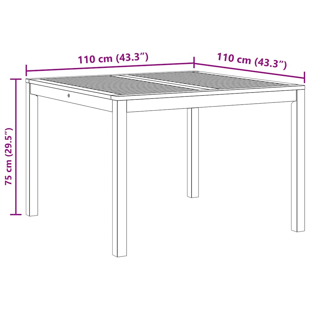 Tavolo da Pranzo da Giardino 110x110x75cm Legno Massello Acacia | homemem39
