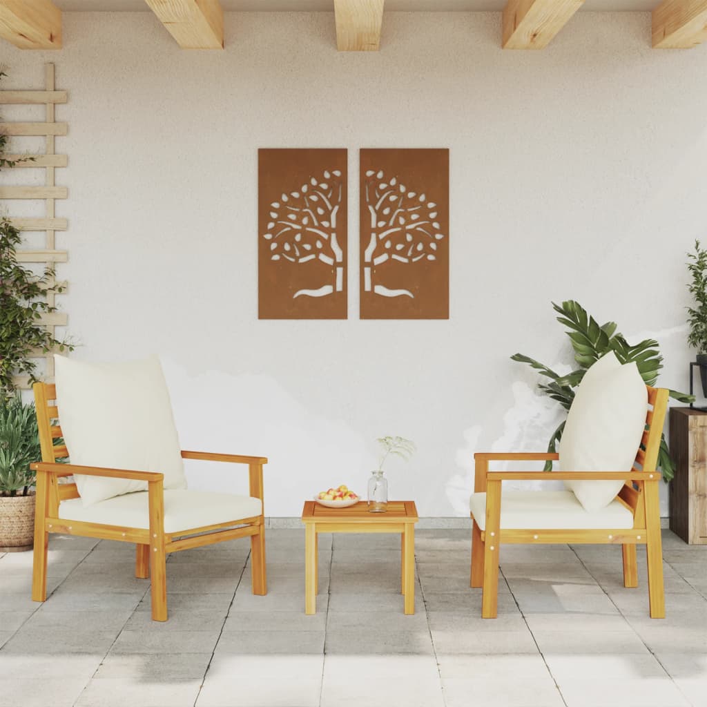 Poltrone da Giardino 2pz con Cuscino in Legno Massello Acacia | homemem39