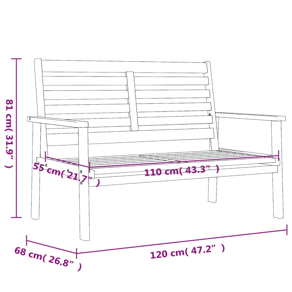 Panca Divano da Giardino 120 cm in Legno Massello di Acacia | homemem39