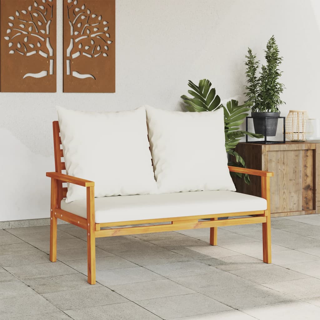 Panca Divano da Giardino 120 cm Cuscini Legno Massello Acacia | homemem39